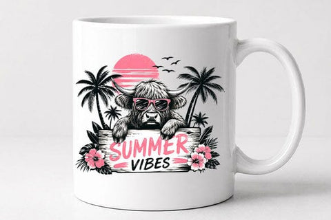 Highland Cow Summer PNG Summer Vibes Sublimation Design SVG BillahCrafts 