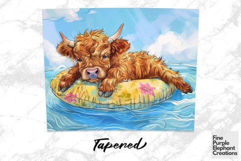 Highland Cow Summer Pool Float Sublimation Tumbler Wrap Sublimation Fine Purple Elephant Creations 