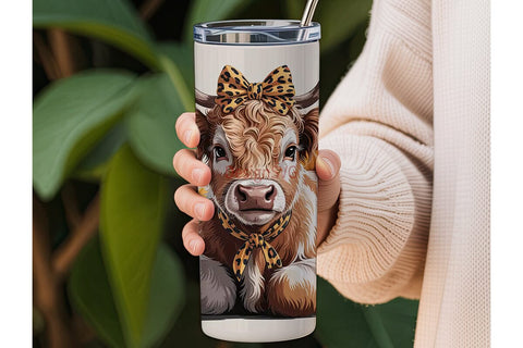 Highland Cow Sunflower 20oz Tumbler Sublimation DesignSVG 