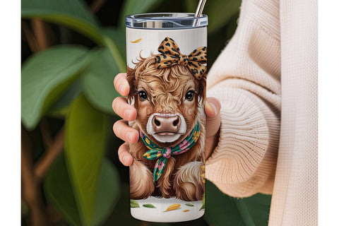 Highland Cow Sunflower 20oz Tumbler Sublimation DesignSVG 