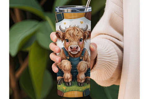 Highland Cow Sunflower 20oz Tumbler Wrap Sublimation DesignSVG 