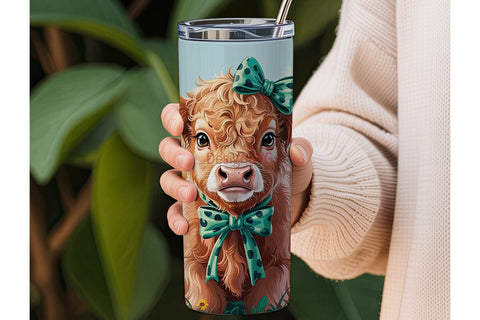 Highland Cow Sunflower 20oz Tumbler Wrap Sublimation DesignSVG 