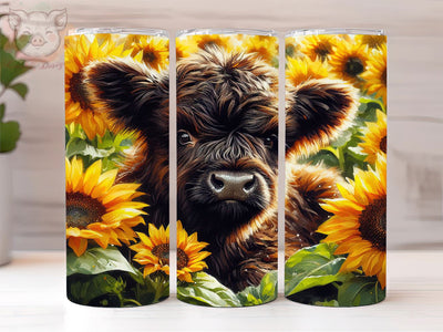 Highland Cow Sunflowers 20oz Tumbler Png, Straight & Tapered Tumbler Png, Highland Cow Tumbler Png, Digital Download PNG Sublimation Lara' s Designs 