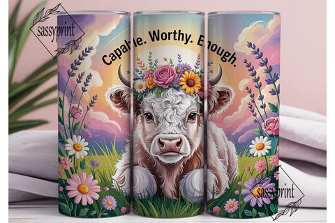 Highland Cow Sunset 20oz Tumbler Wrap Sublimation sassyprint 