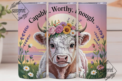 Highland Cow Sunset 20oz Tumbler Wrap Sublimation sassyprint 