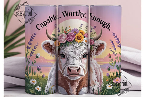 Highland Cow Sunset 20oz Tumbler Wrap Sublimation sassyprint 