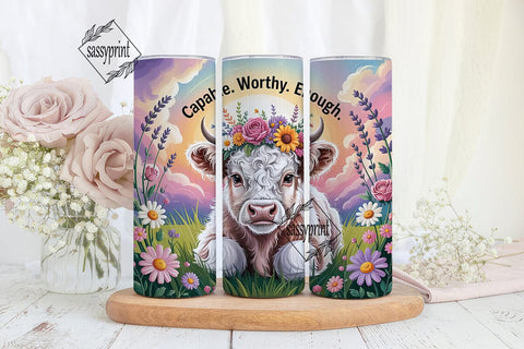 Highland Cow Sunset 20oz Tumbler Wrap Sublimation sassyprint 