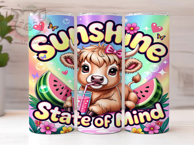 Highland Cow Sunshine 20oz Tumbler, Highland Cow, Sunshine Theme, Farmhouse Charm, Rustic Motif, Whimsical Style, Skinny Tumbler, Sublimation PNG Sublimation Lara' s Designs 