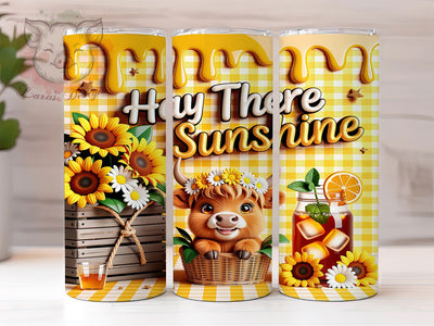 Highland Cow Sunshine 20oz Tumbler, Highland Cow, Sunshine Theme, Rustic Charm, Farmhouse Style, Whimsical Design, Skinny Tumbler, Sublimation PNG Sublimation Lara' s Designs 