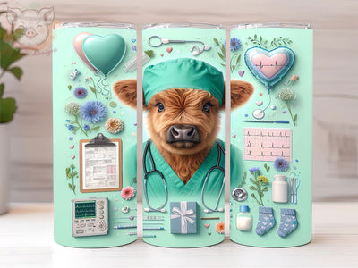 Highland Cow Surgical 20oz Tumbler Png, Straight & Tapered Tumbler Png, Highland Cow Tumbler Png, Digital Download PNG Sublimation Lara' s Designs 