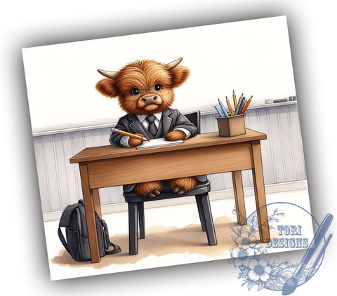 Highland Cow Teacher 20oz Skinny Tumbler, Highland Cow Tumbler Png, Straight & Tapered Tumbler Wrap, Instant Digital Download Sublimation ToriDesigns 