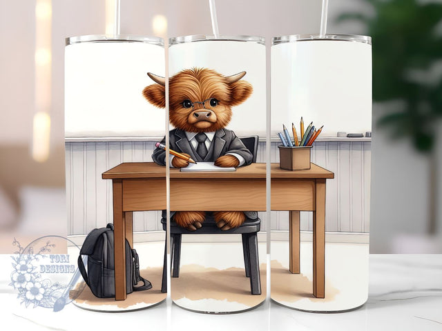 Highland Cow Teacher 20oz Skinny Tumbler, Highland Cow Tumbler Png, Straight & Tapered Tumbler Wrap, Instant Digital Download Sublimation ToriDesigns 