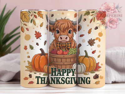 Highland Cow Thanksgiving Fall Tumbler, Fall Harvest Wrap Design, Autumn Sublimation PNG, Rustic Farmhouse Style, 20oz Tumbler Sublimation, Cozy Fall Aesthetic, Holiday Cow Design Sublimation Li Zamperini 