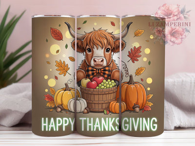 Highland Cow Thanksgiving Fall Tumbler, Fall Harvest Wrap Design, Autumn Sublimation PNG, Rustic Farmhouse Style, 20oz Tumbler Sublimation, Cozy Fall Aesthetic, Holiday Cow Design Sublimation Li Zamperini 