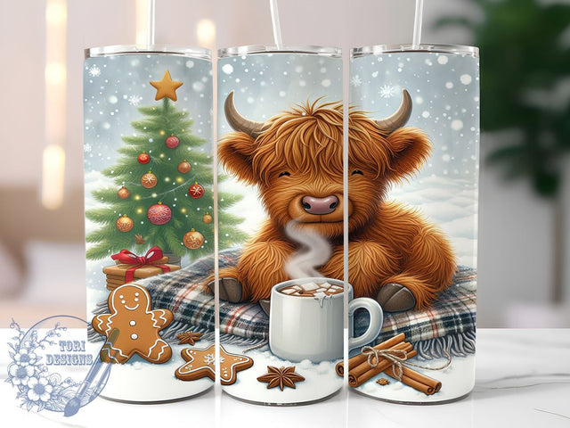 Highland Cow Tumbler, Christmas Cow Decor, Holiday Drinkware, Rustic Farmhouse Gift, Cute Cow Sublimation, Festive Animal Design, Personalized Christmas Gift Sublimation ToriDesigns 