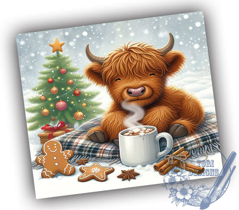 Highland Cow Tumbler, Christmas Cow Decor, Holiday Drinkware, Rustic Farmhouse Gift, Cute Cow Sublimation, Festive Animal Design, Personalized Christmas Gift Sublimation ToriDesigns 