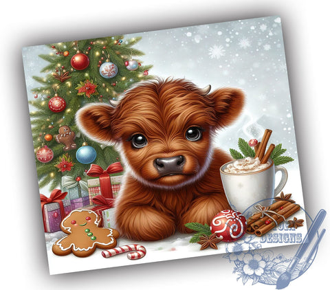Highland Cow Tumbler, Christmas Cow Decor, Holiday Drinkware, Rustic Farmhouse Gift, Cute Cow Sublimation, Festive Animal Design, Personalized Christmas Gift Sublimation ToriDesigns 