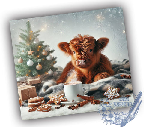 Highland Cow Tumbler, Christmas Cow Decor, Holiday Drinkware, Rustic Farmhouse Gift, Cute Cow Sublimation, Festive Animal Design, Personalized Christmas Gift Sublimation ToriDesigns 