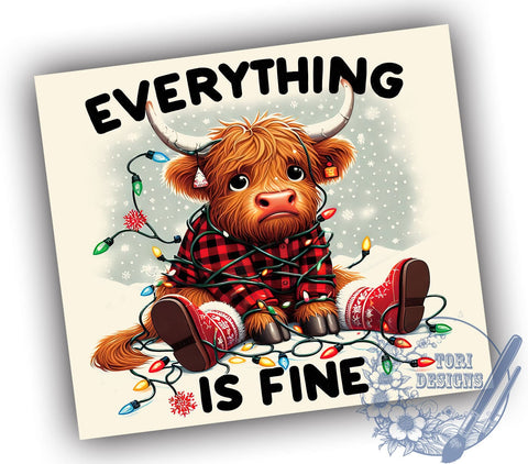 Highland Cow Tumbler, Christmas Design, Sublimation PNG, Holiday Decor, Cow Art, Winter Craft, Christmas Gift, 20 oz Tumbler Sublimation ToriDesigns 