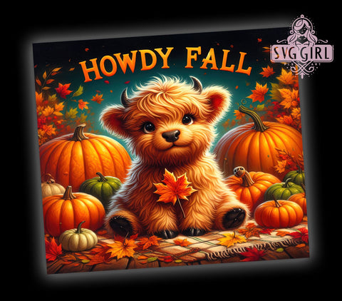 Highland Cow Tumbler, Fall Decor, Sublimation Wrap, 20oz Tumbler, Cow Lover Gift, Autumn Tumbler, Instant Digital Download Sublimation SvggirlplusArt 