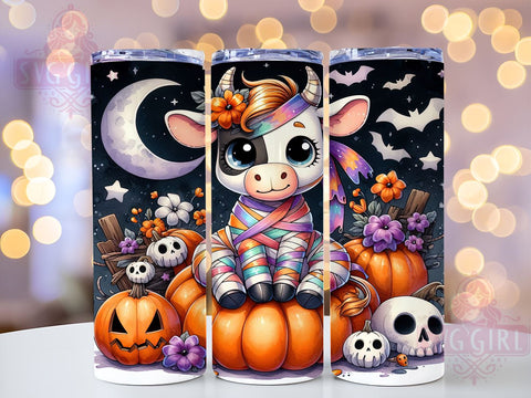 Highland Cow Tumbler, Halloween Cow Tumbler, 20oz Sublimation, Cute Mummy Design, Fall Decor, Cow Lover Gift, Instant Digital Download Sublimation SvggirlplusArt 