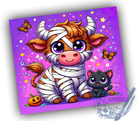 Highland Cow Tumbler, Halloween Mug, Spooky Cow Design, 20 oz Sublimation, Fall Decor Tumbler, Cute Halloween Drinkware, Farm Animal Halloween, Unique Halloween Gift Sublimation ToriDesigns 