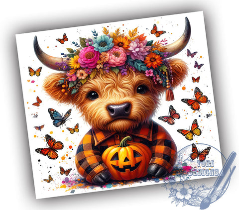 Highland Cow Tumbler, Halloween Mug, Spooky Cow Design, 20 oz Sublimation, Fall Decor Tumbler, Cute Halloween Drinkware, Farm Animal Halloween, Unique Halloween Gift Sublimation ToriDesigns 