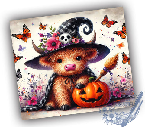 Highland Cow Tumbler, Halloween Mug, Spooky Cow Design, 20 oz Sublimation, Fall Decor Tumbler, Cute Halloween Drinkware, Farm Animal Halloween, Unique Halloween Gift Sublimation ToriDesigns 