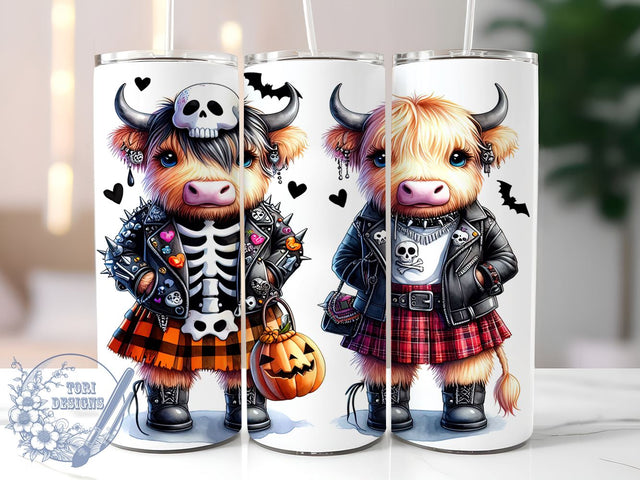 Highland Cow Tumbler, Halloween Mug, Spooky Cow Design, 20 oz Sublimation, Fall Decor Tumbler, Cute Halloween Drinkware, Farm Animal Halloween, Unique Halloween Gift Sublimation ToriDesigns 