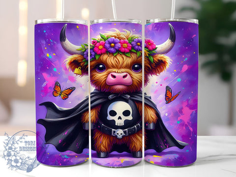 Highland Cow Tumbler, Halloween Mug, Spooky Cow Design, 20 oz Sublimation, Fall Decor Tumbler, Cute Halloween Drinkware, Farm Animal Halloween, Unique Halloween Gift Sublimation ToriDesigns 
