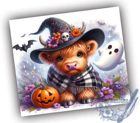 Highland Cow Tumbler, Halloween Mug, Spooky Cow Design, 20 oz Sublimation, Fall Decor Tumbler, Cute Halloween Drinkware, Farm Animal Halloween, Unique Halloween Gift Sublimation ToriDesigns 