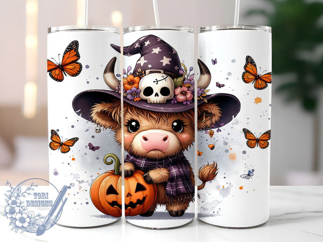 Highland Cow Tumbler, Halloween Mug, Spooky Cow Design, 20 oz Sublimation, Fall Decor Tumbler, Cute Halloween Drinkware, Farm Animal Halloween, Unique Halloween Gift Sublimation ToriDesigns 