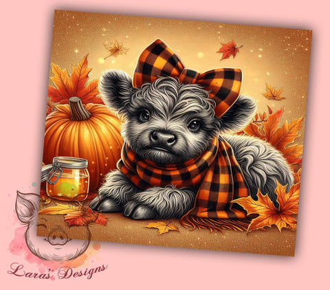 Highland Cow Tumbler, Halloween Tumbler, Fall Tumbler, Coquette Decor, 20oz Tumbler Wrap, Cow Lover Gift, Farmhouse Halloween Sublimation Lara' s Designs 