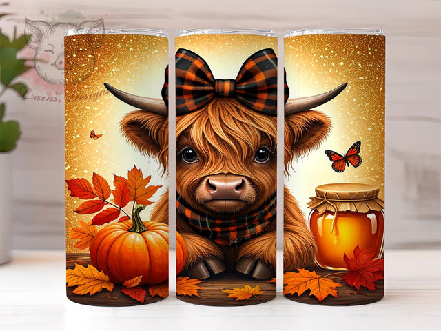 Highland Cow Tumbler, Halloween Tumbler, Fall Tumbler, Coquette Decor, 20oz Tumbler Wrap, Cow Lover Gift, Farmhouse Halloween Sublimation Lara' s Designs 