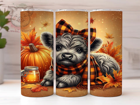 Highland Cow Tumbler, Halloween Tumbler, Fall Tumbler, Coquette Decor, 20oz Tumbler Wrap, Cow Lover Gift, Farmhouse Halloween Sublimation Lara' s Designs 