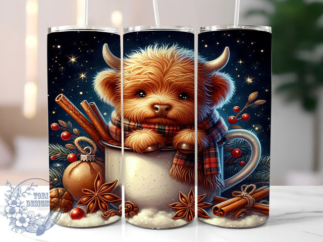 Highland Cow Tumbler, Mulled Wine, Christmas Design, 20oz Drinkware, Festive Sublimation, Winter Decor, Cute Cow Gift, Holiday Cheer Sublimation ToriDesigns 