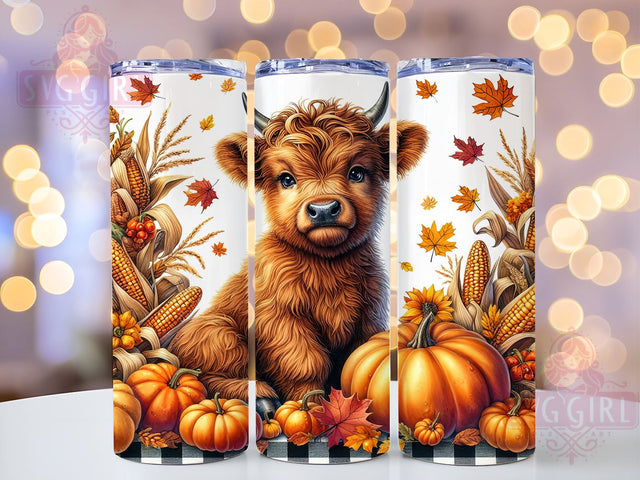Highland Cow Tumbler, Pumpkin Tumbler Design, 20oz PNG File, Fall Sublimation Art, Cute Cow Graphics, Autumn Decor, Seasonal Tumbler, Farmhouse Style Design Sublimation SvggirlplusArt 