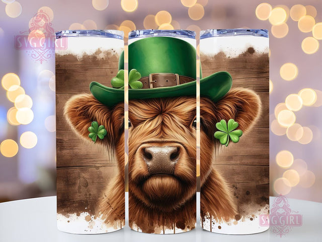 Highland Cow Tumbler, St Patricks Day Highland Cow 20oz Tumbler Wrap PNG, Sublimation Design, Straight Tapered Tumbler Wrap, Tumbler Png, Instant Digital Download Sublimation SvggirlplusArt 