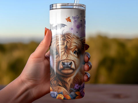 Highland Cow Tumbler Sublimation Wrap, Halloween Wrap PNG Sublimation BijouBay 