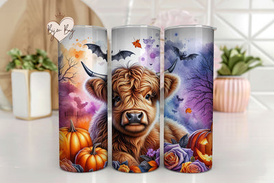 Highland Cow Tumbler Sublimation Wrap, Halloween Wrap PNG Sublimation BijouBay 