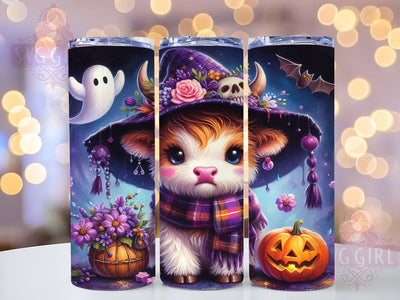 Highland Cow Tumbler, Trick or Treat Halloween, 20 oz Tumbler Wrap, Cute Cow Design, PNG File for Tumbler, Spooky Cow Decor, Halloween Cow Mug, Fun Halloween Design Sublimation SvggirlplusArt 