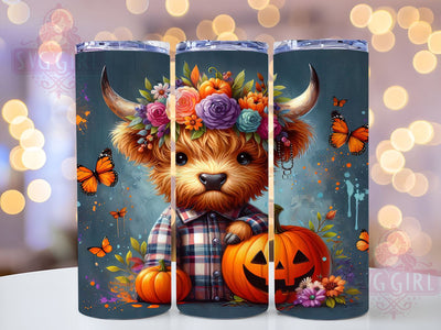 Highland Cow Tumbler, Trick or Treat Halloween, 20 oz Tumbler Wrap, Cute Cow Design, PNG File for Tumbler, Spooky Cow Decor, Halloween Cow Mug, Fun Halloween Design Sublimation SvggirlplusArt 