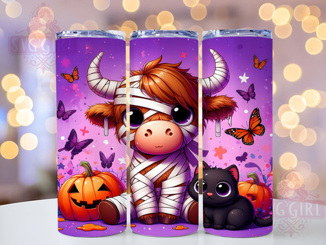 Highland Cow Tumbler, Trick or Treat Halloween, 20 oz Tumbler Wrap, Cute Cow Design, PNG File for Tumbler, Spooky Cow Decor, Halloween Cow Mug, Fun Halloween Design Sublimation SvggirlplusArt 