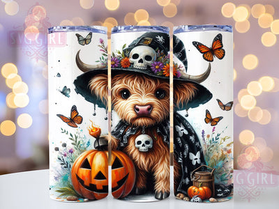 Highland Cow Tumbler, Trick or Treat Halloween, 20 oz Tumbler Wrap, Cute Cow Design, PNG File for Tumbler, Spooky Cow Decor, Halloween Cow Mug, Fun Halloween Design Sublimation SvggirlplusArt 