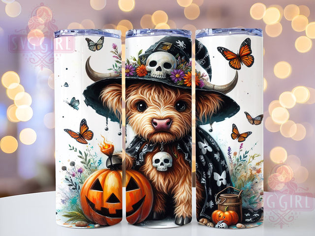 Highland Cow Tumbler, Trick or Treat Halloween, 20 oz Tumbler Wrap, Cute Cow Design, PNG File for Tumbler, Spooky Cow Decor, Halloween Cow Mug, Fun Halloween Design Sublimation SvggirlplusArt 