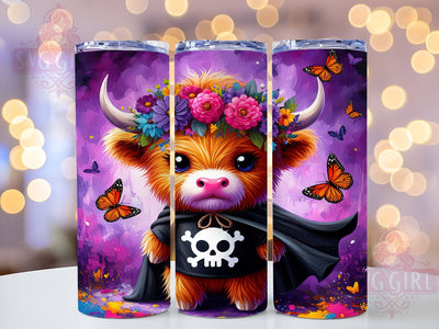 Highland Cow Tumbler, Trick or Treat Halloween, 20 oz Tumbler Wrap, Cute Cow Design, PNG File for Tumbler, Spooky Cow Decor, Halloween Cow Mug, Fun Halloween Design Sublimation SvggirlplusArt 