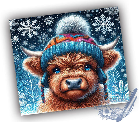 Highland Cow Tumbler, Winter Snowflake Design, Christmas Cow Wrap, 20oz Sublimation, Holiday Drinkware, Festive Cow Decor, Cute Winter Gift Ideas Sublimation ToriDesigns 