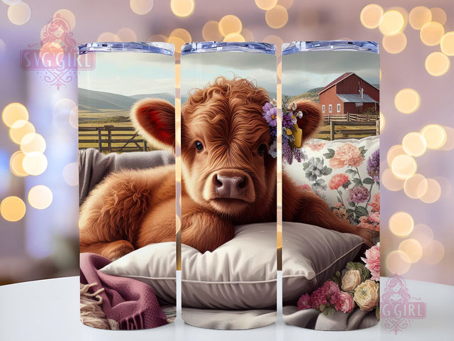 Highland Cow Tumbler Wrap 20oz Skinny Tumbler Sublimation Design Christmas Highland Cow Tumbler PNG Instant Digital Download Sublimation SvggirlplusArt 
