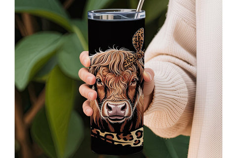 Highland Cow Tumbler Wrap 20oz Sublimation DesignSVG 
