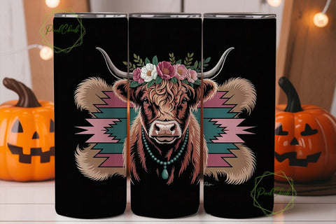 Highland Cow Tumbler Wrap 20oz Sublimation PixelChick 